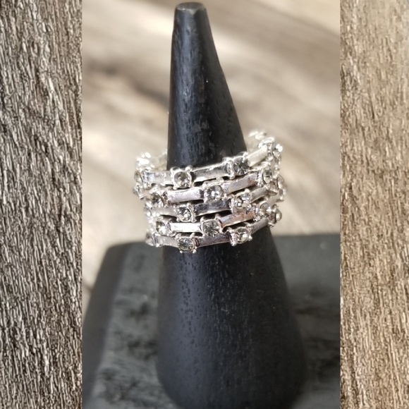 Stackable Crystal Silver Ring - Picture 2 of 4